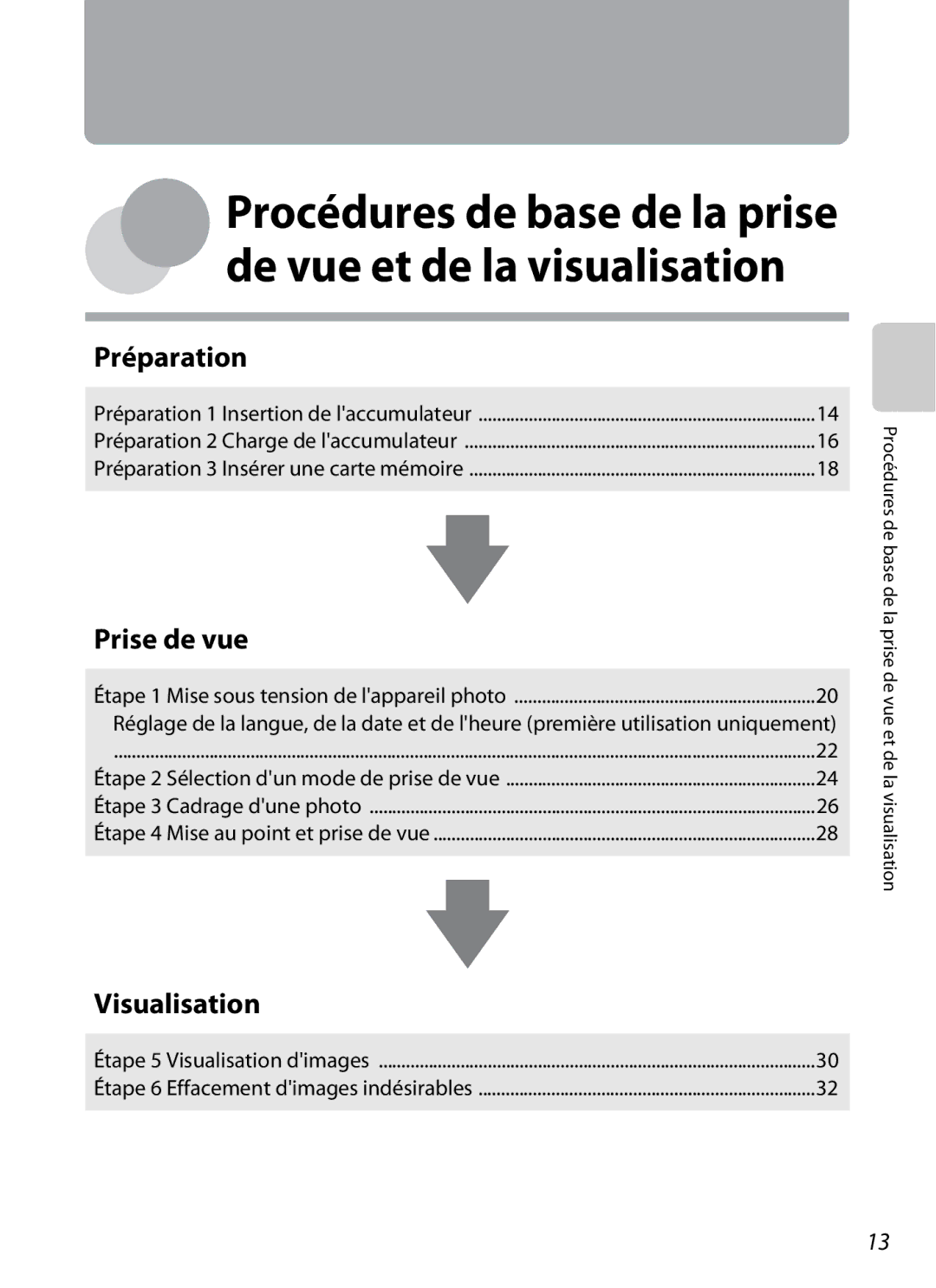 Nikon COOLPIX S2600 manual Procédures de base de la prise de vue et de la visualisation 
