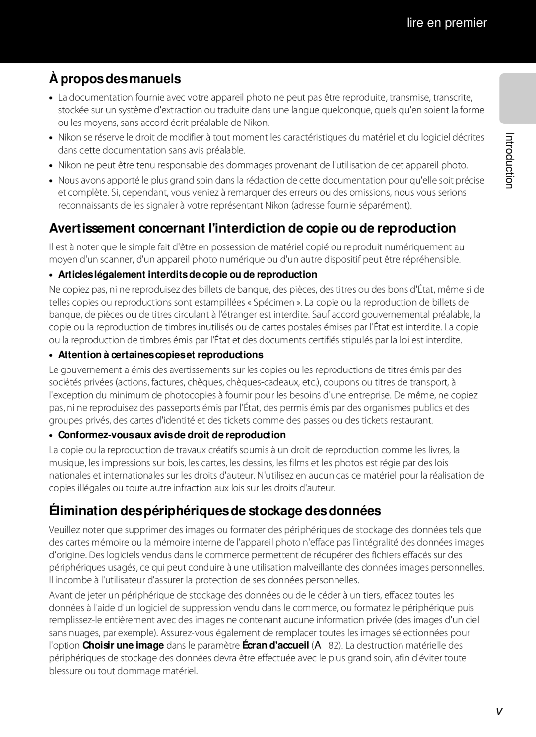 Nikon COOLPIX S2600 manual Propos des manuels, Élimination des périphériques de stockage des données 