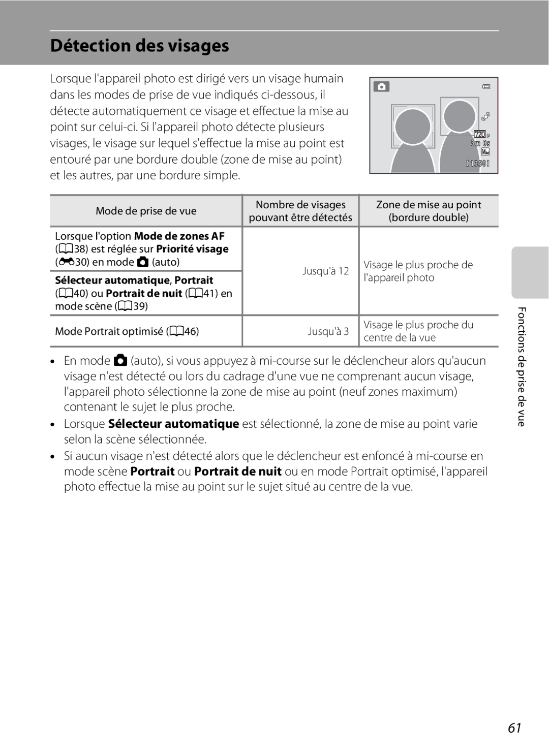 Nikon COOLPIX S2600 manual Détection des visages, Point sur celui-ci. Si lappareil photo détecte plusieurs 