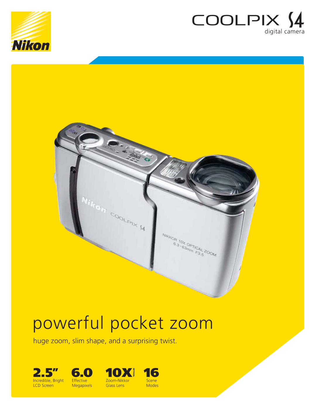 Nikon COOLPIX S4 manual Powerful pocket zoom 