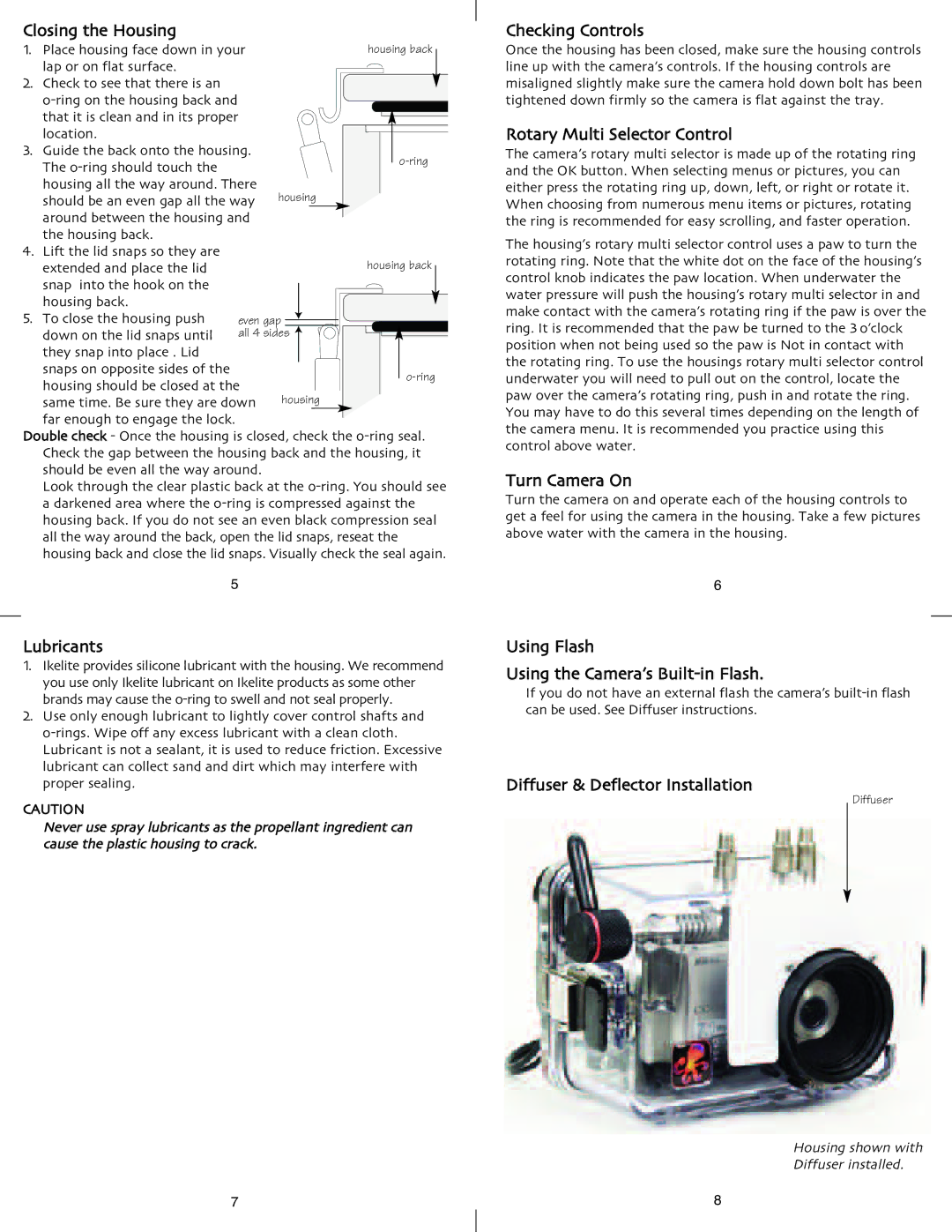 Nikon CoolPix S500 instruction manual Closing the Housing, Checking Controls 