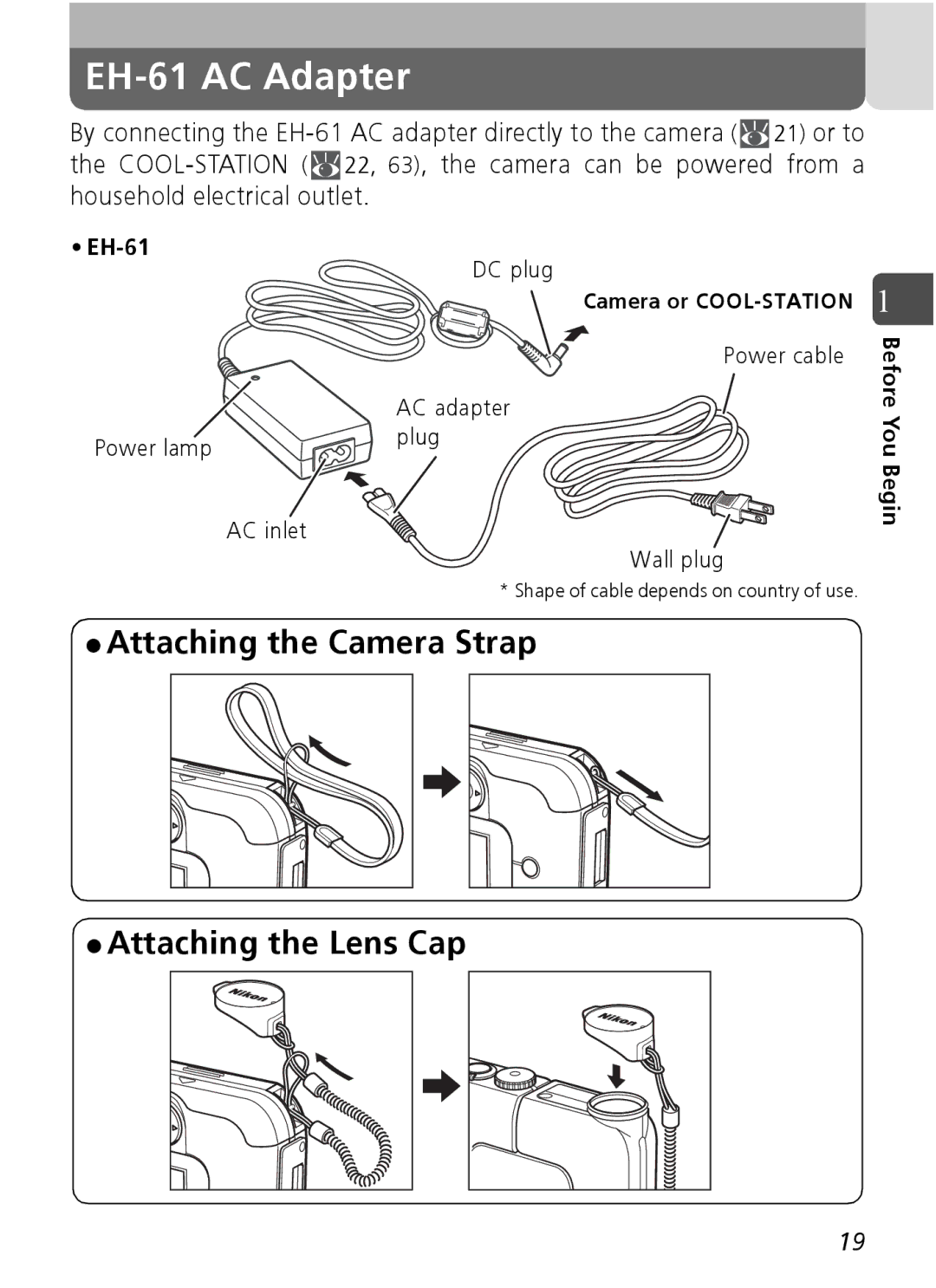 Nikon Coolpix SQ manual EH-61 AC Adapter 