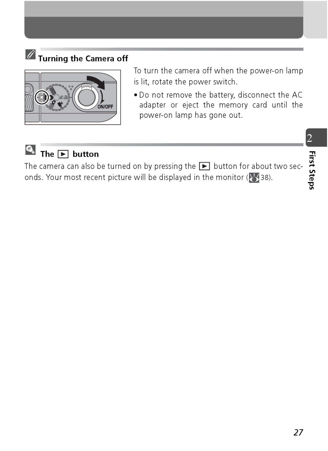 Nikon Coolpix SQ manual Turning the Camera off, Button 