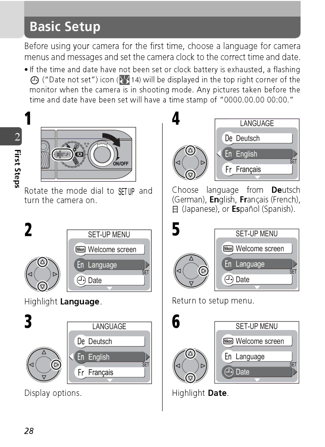 Nikon Coolpix SQ manual Basic Setup 