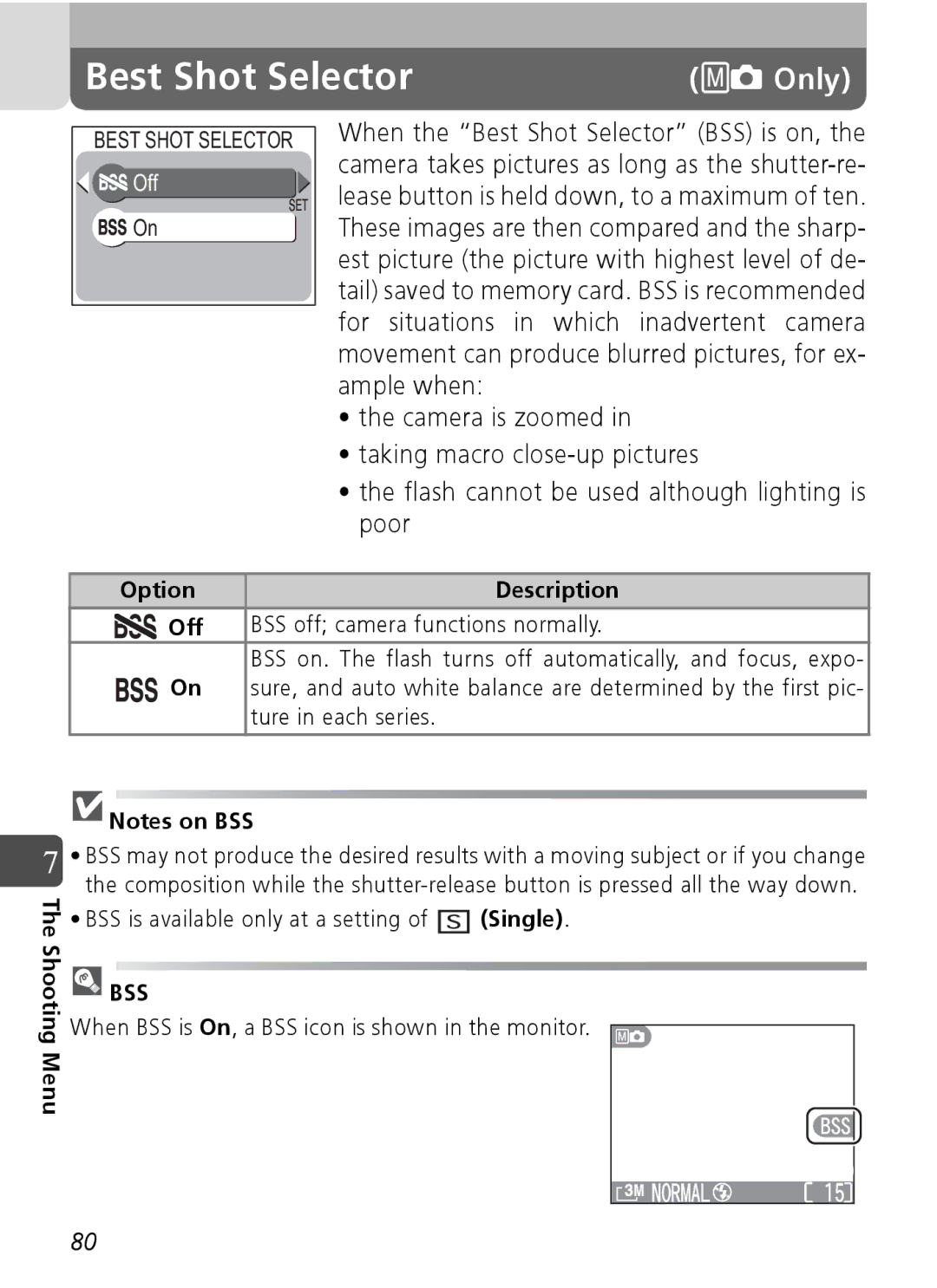 Nikon Coolpix SQ manual Best Shot Selector 