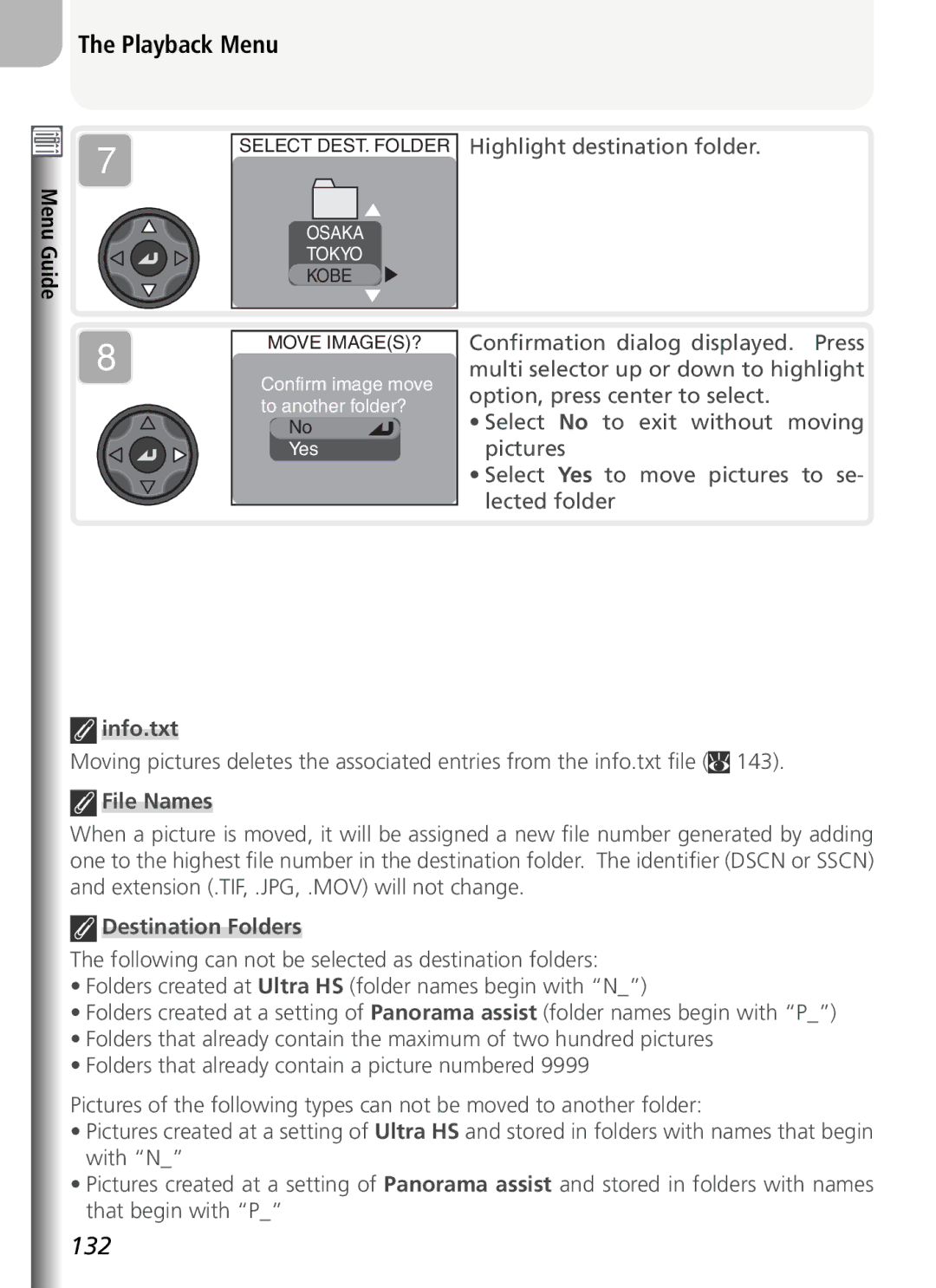 Nikon COOLPIX5400 manual Info.txt, File Names, Destination Folders 