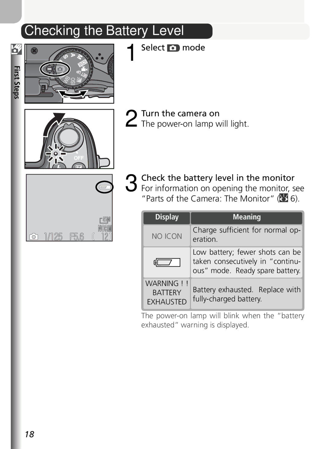 Nikon COOLPIX5400 manual Select Mode, Parts of the Camera The Monitor, Meaning 