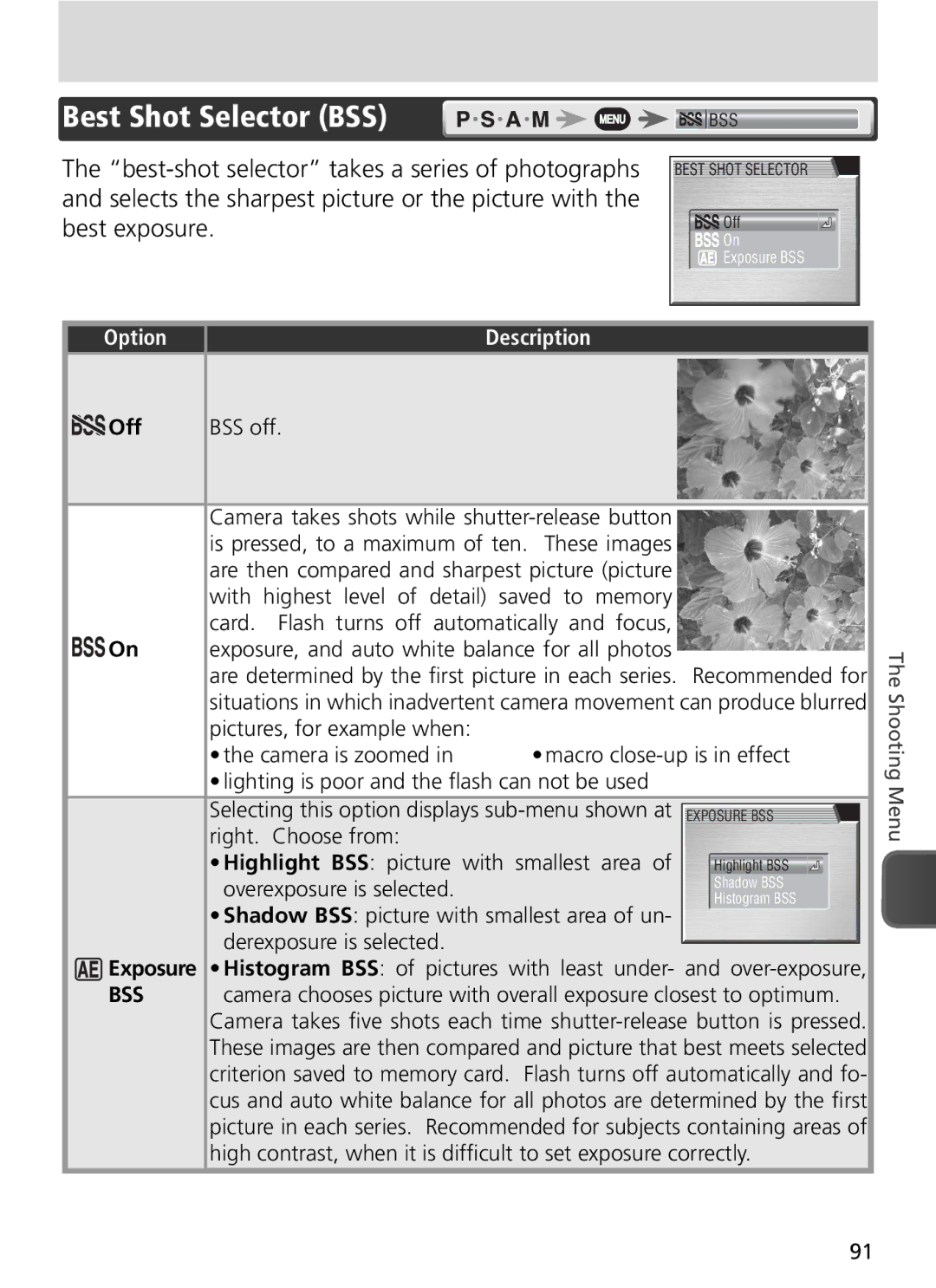 Nikon COOLPIX8800 manual Best Shot Selector BSS, Off 