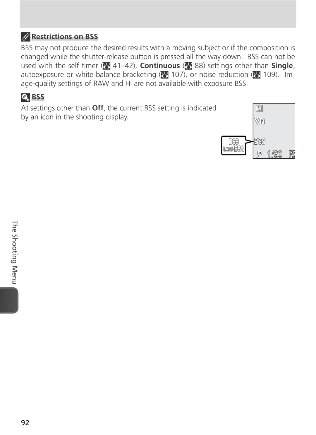 Nikon COOLPIX8800 manual Restrictions on BSS, Bss 