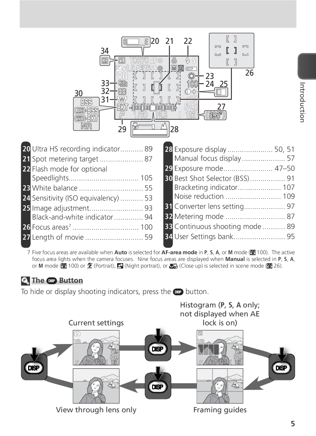 Nikon COOLPIX8800 manual Flash mode for optional, 105, 100, 107, 109, View through lens only Framing guides 