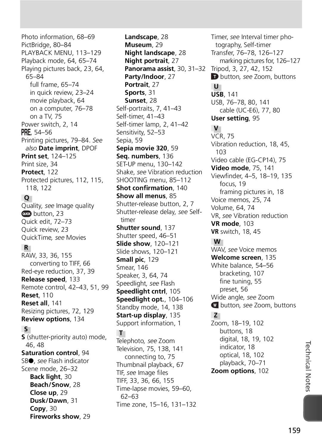 Nikon COOLPIX8800 manual 159, User setting 