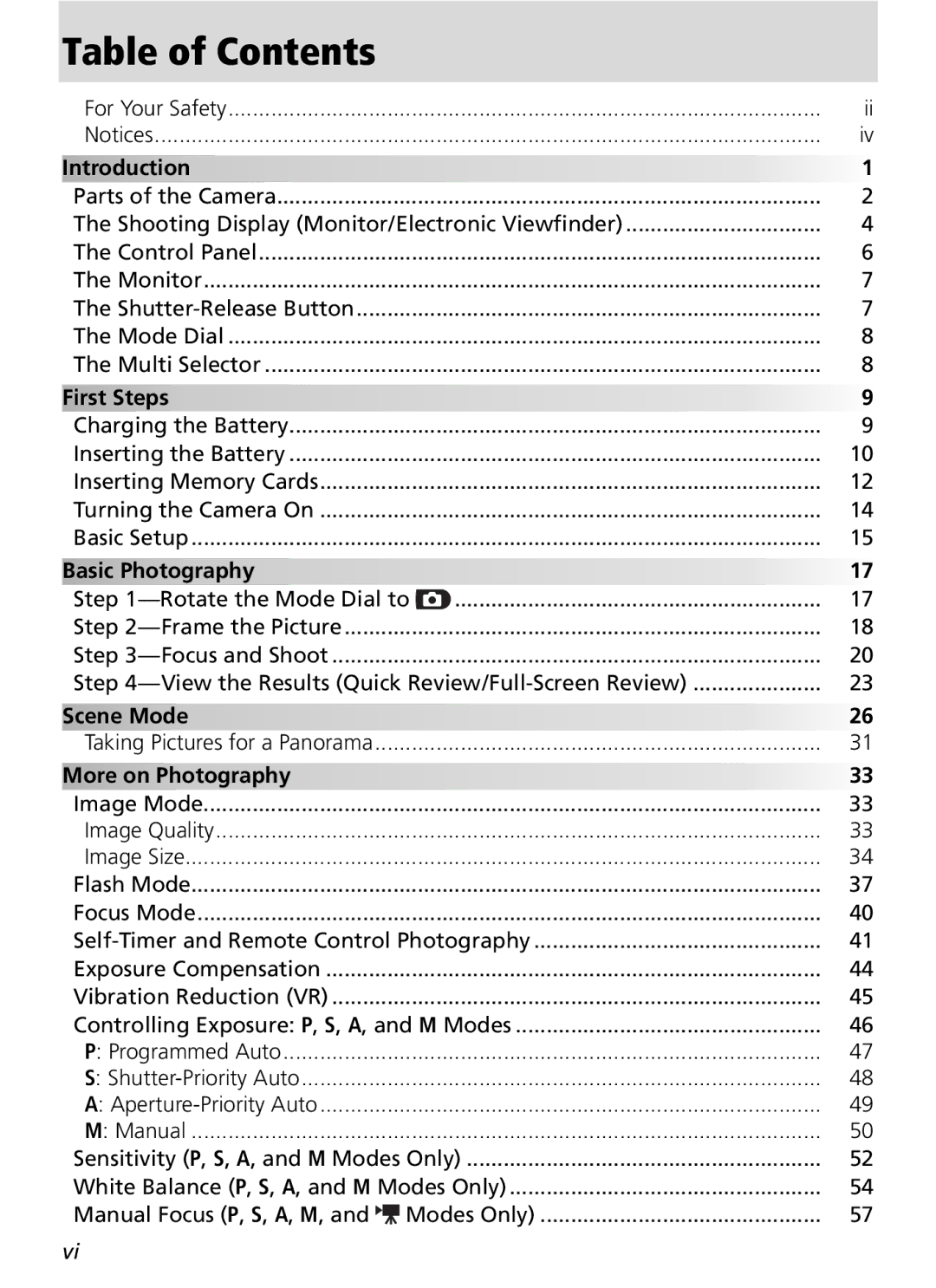 Nikon COOLPIX8800 manual Table of Contents 