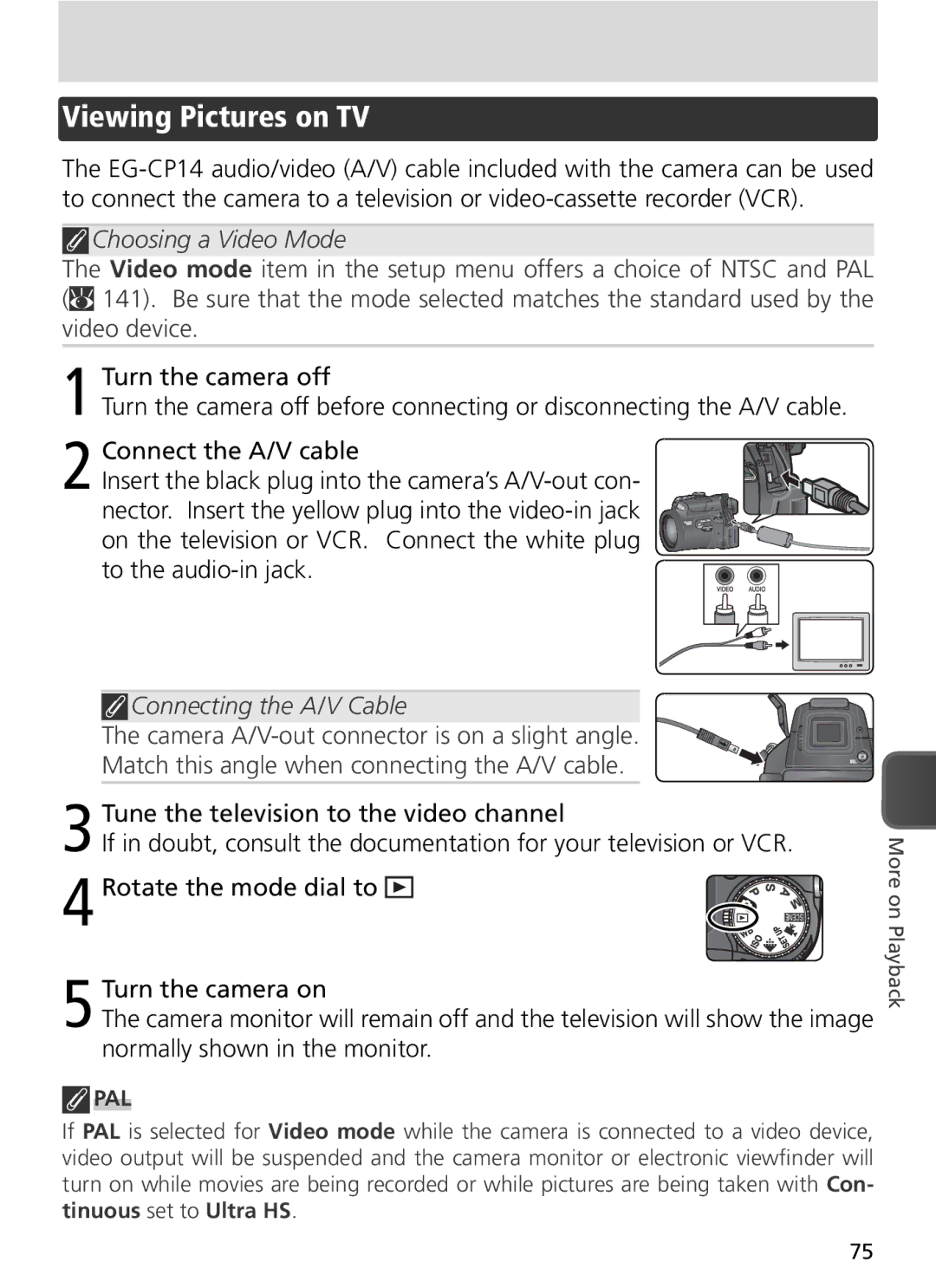 Nikon COOLPIX8800 manual Viewing Pictures on TV, Choosing a Video Mode 