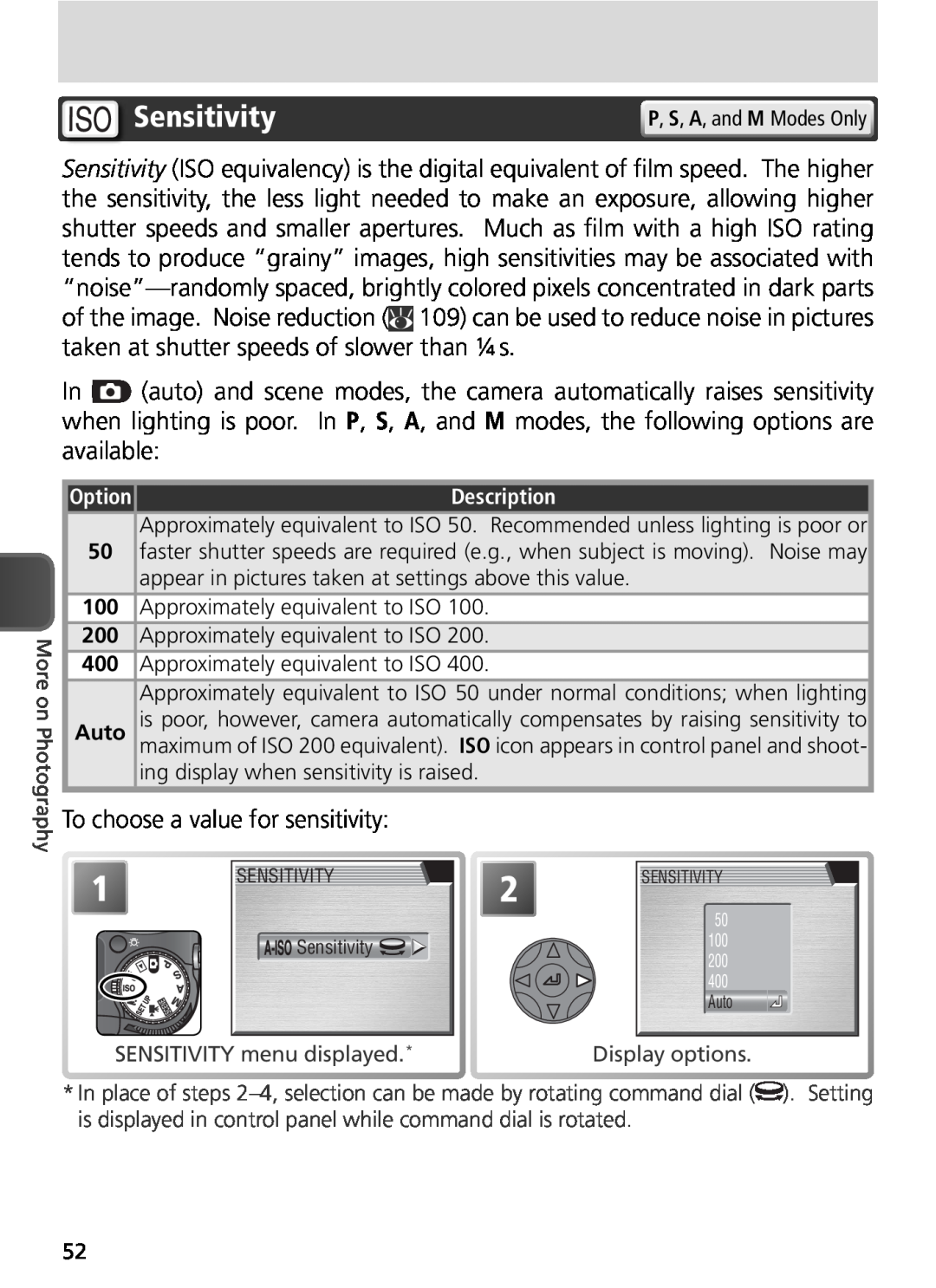 Nikon COOLPIX8800 manual Sensitivity, To choose a value for sensitivity 