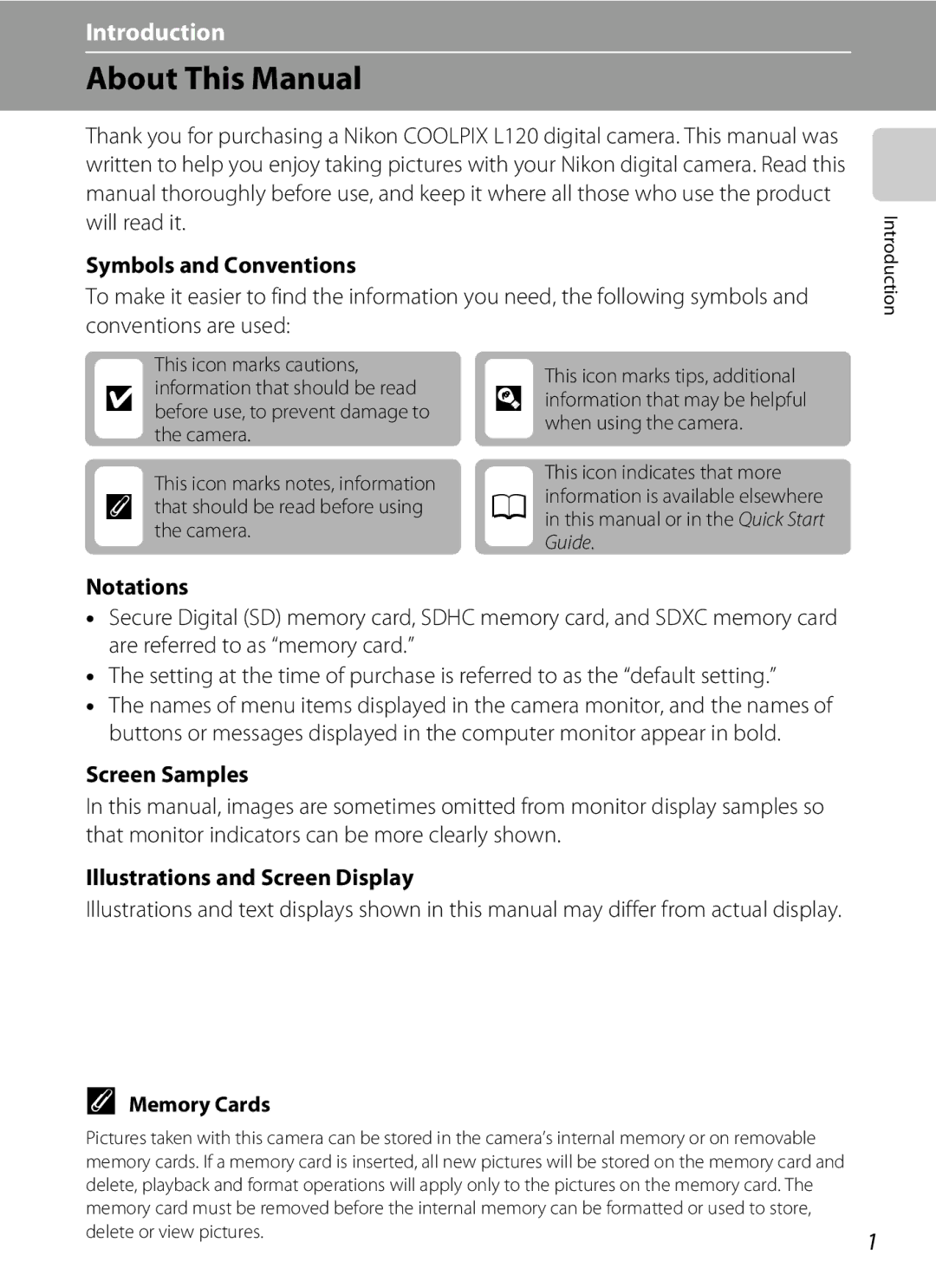 Nikon COOLPIXL120BRONZE, COOLPIXL120BLK, COOLPIXL120RED user manual About This Manual 