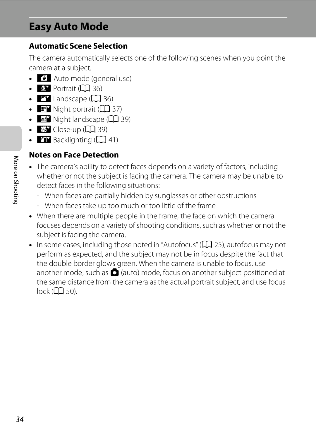 Nikon COOLPIXL120BRONZE, COOLPIXL120BLK, COOLPIXL120RED user manual Easy Auto Mode, Automatic Scene Selection 