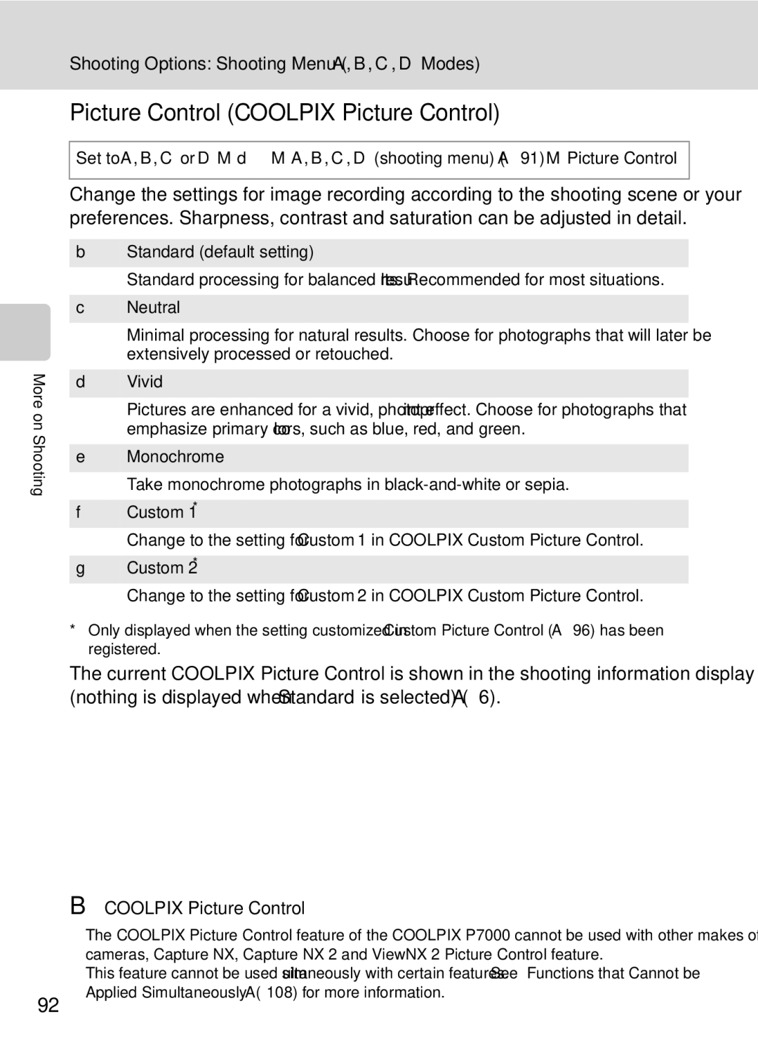 Nikon COOLPIXP7000 user manual Picture Control Coolpix Picture Control 