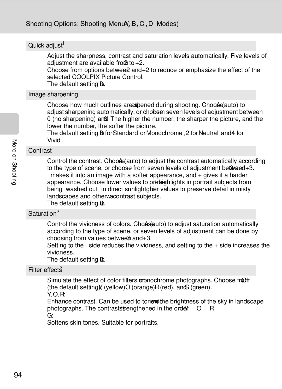 Nikon COOLPIXP7000 user manual Softens skin tones. Suitable for portraits 