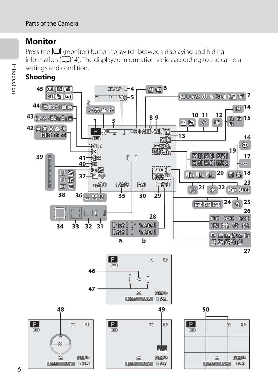 Nikon COOLPIXP7000 user manual Monitor, Shooting 