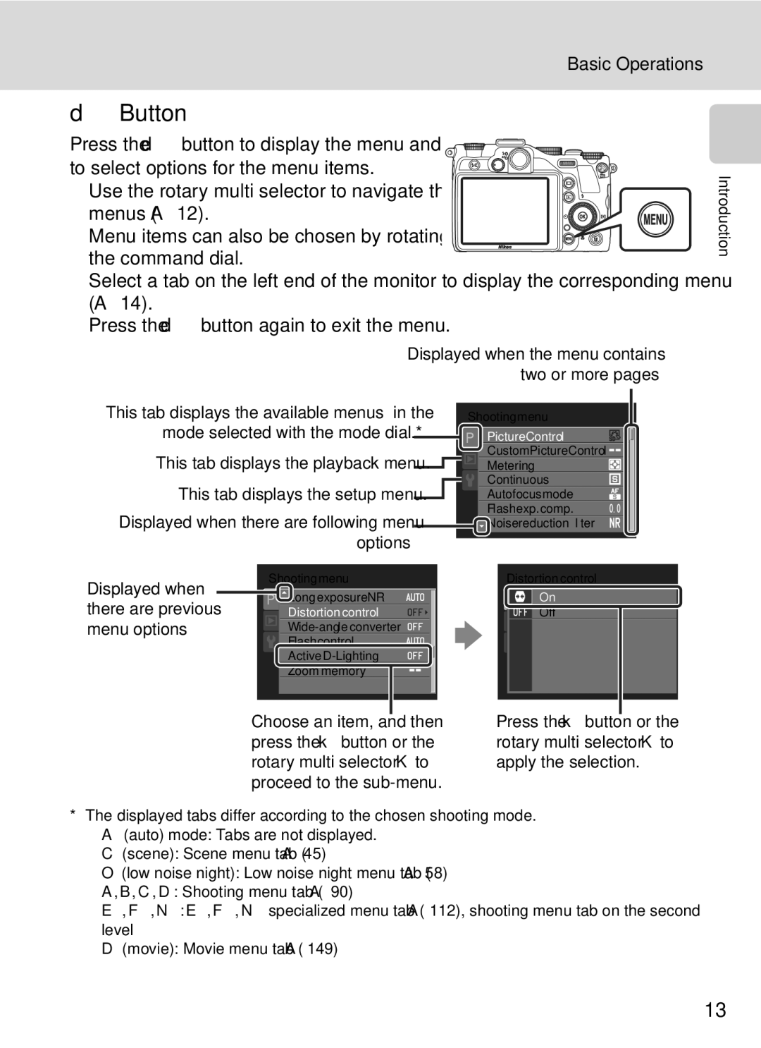 Nikon COOLPIXP7000 user manual Button, Choose an item, and then, Press the kbutton or 