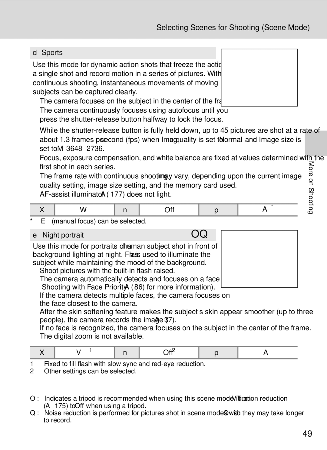 Nikon COOLPIXP7000 user manual Sports, Shoot pictures with the built-in flash raised 