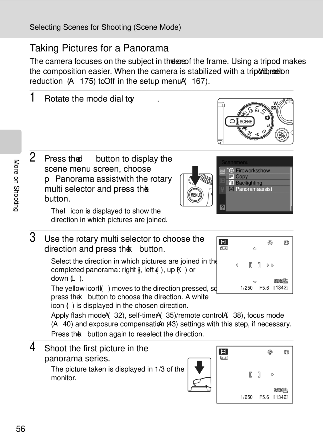 Nikon COOLPIXP7000 user manual Taking Pictures for a Panorama, Shoot the first picture in the panorama series 