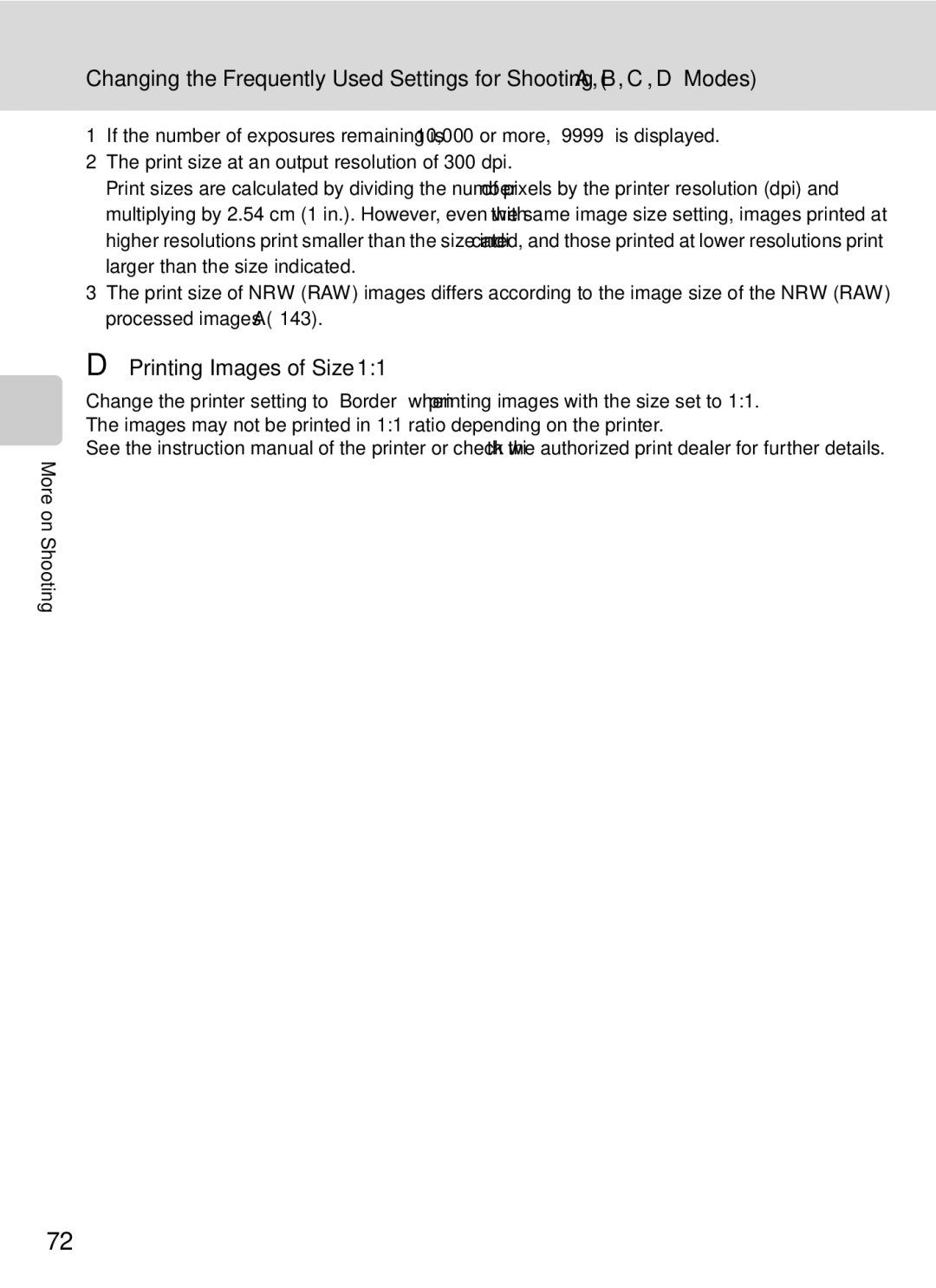 Nikon COOLPIXP7000 user manual Printing Images of Size 