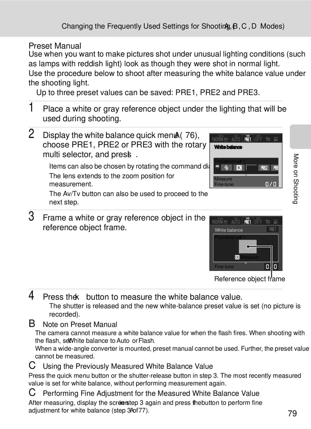 Nikon COOLPIXP7000 Preset Manual, Multi selector, and press, Press the kbutton to measure the white balance value 