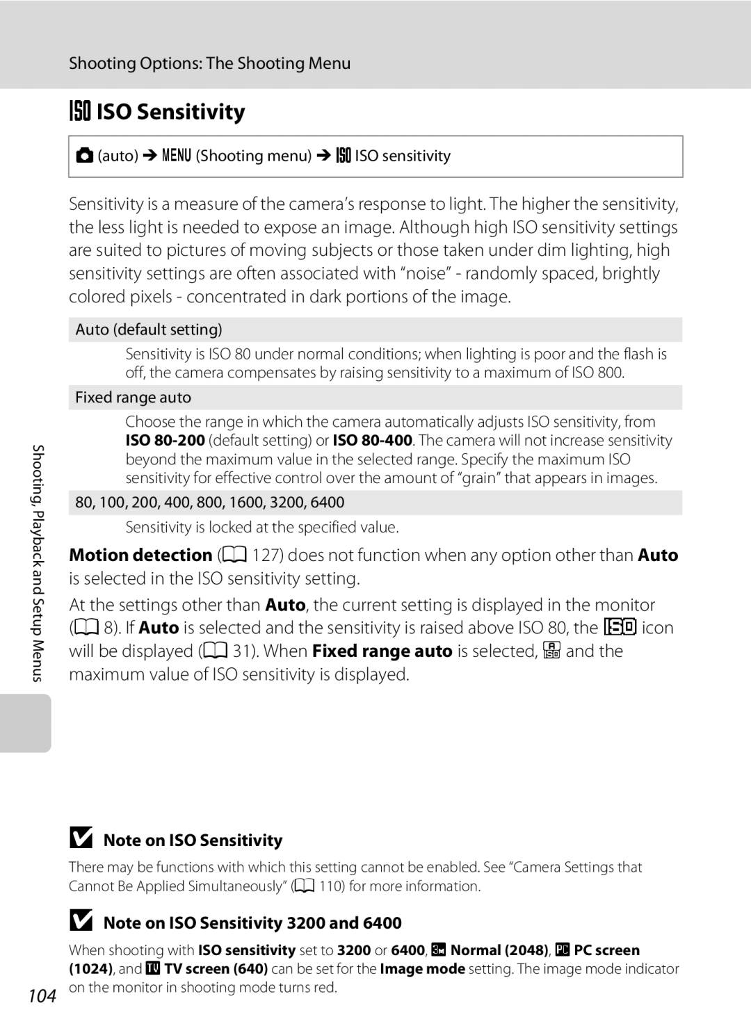 Nikon COOLPIXS1000PJ user manual Eiso Sensitivity, Maximum value of ISO sensitivity is displayed, Auto default setting 