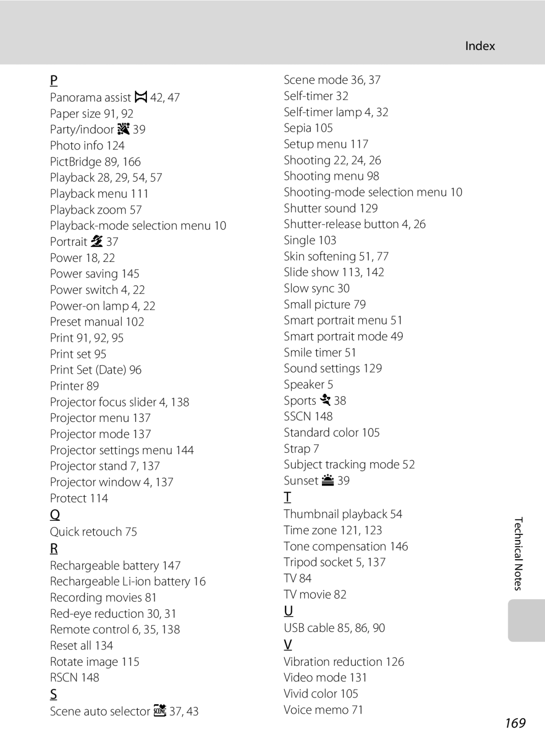 Nikon COOLPIXS1000PJ user manual 169 