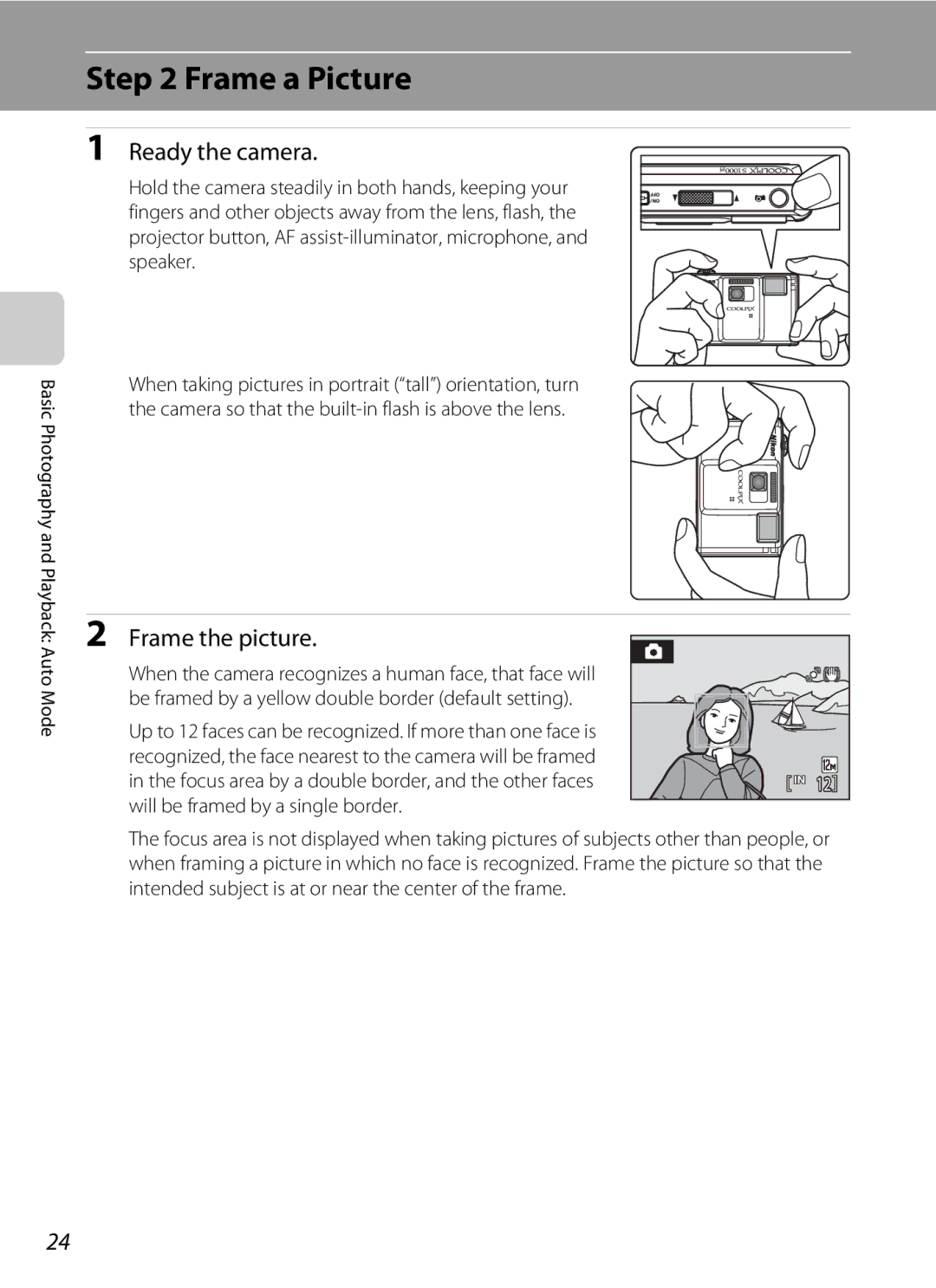 Nikon COOLPIXS1000PJ user manual Frame a Picture, Ready the camera, Frame the picture 