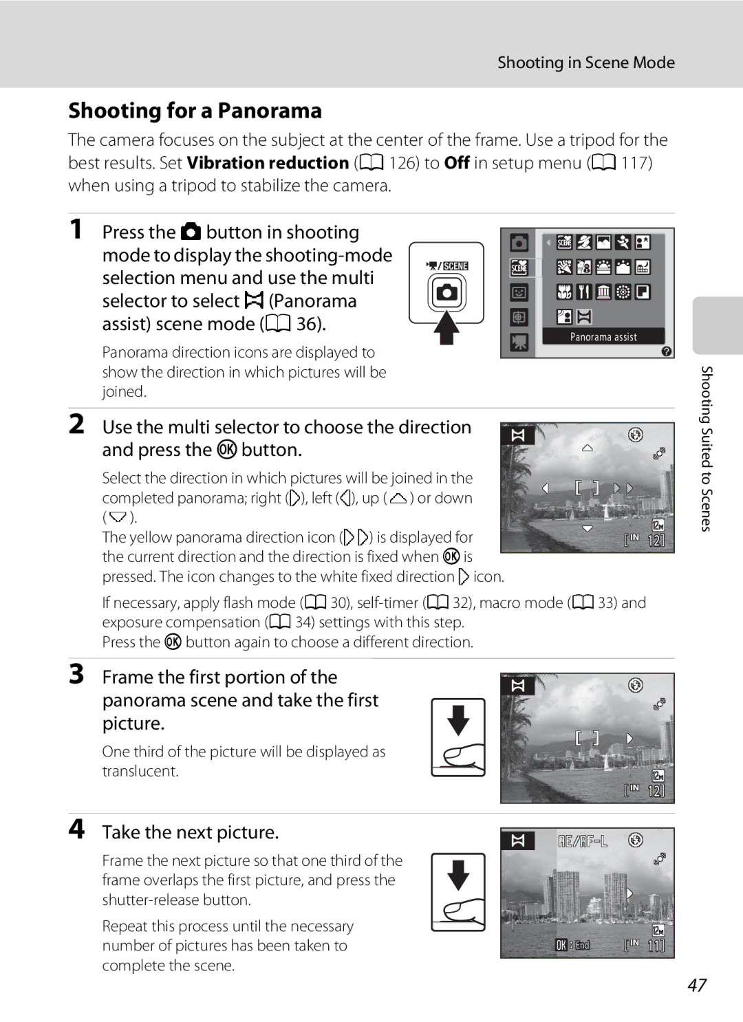 Nikon COOLPIXS1000PJ user manual Shooting for a Panorama, Take the next picture 