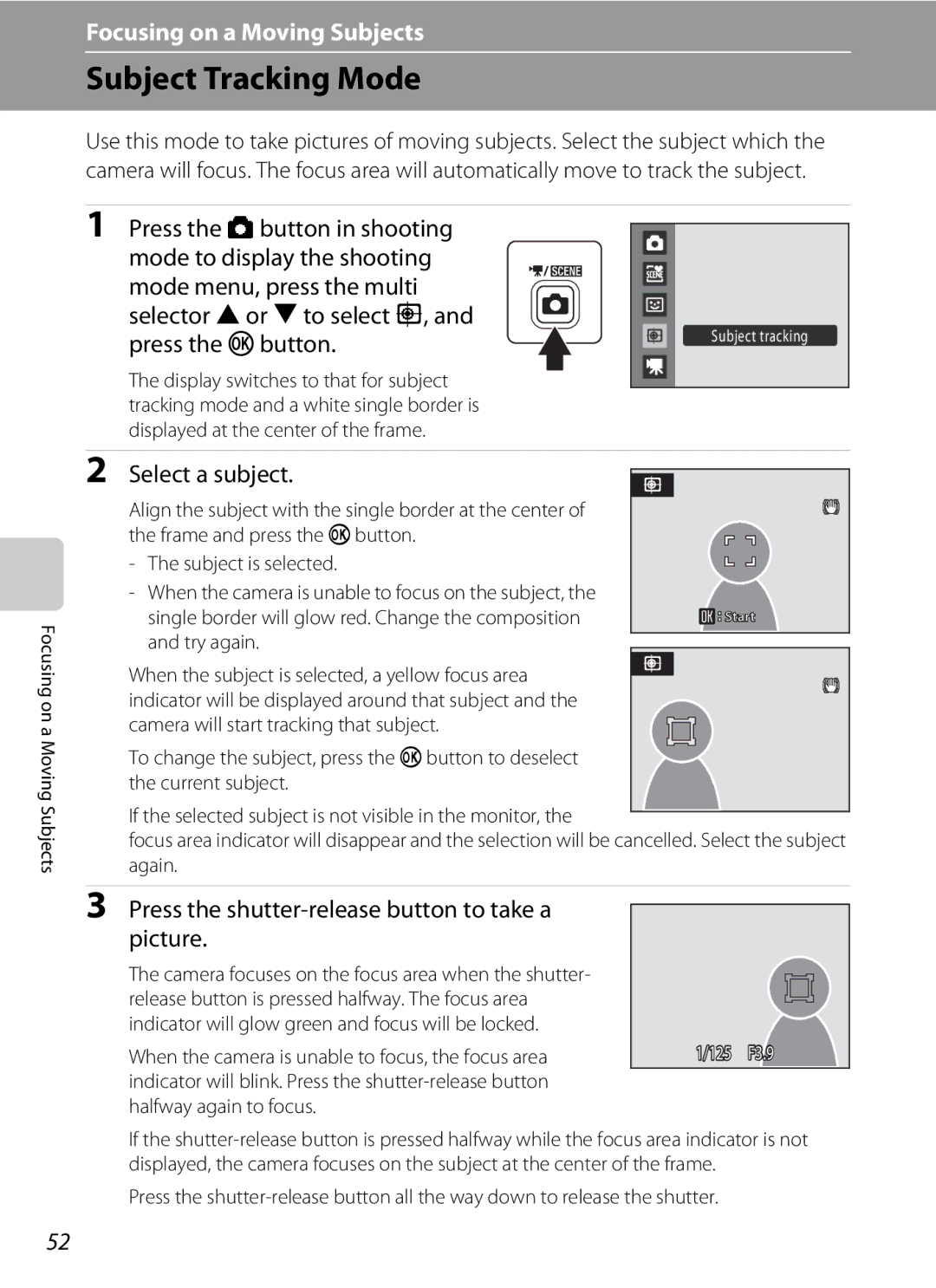 Nikon COOLPIXS1000PJ user manual Subject Tracking Mode, Select a subject 