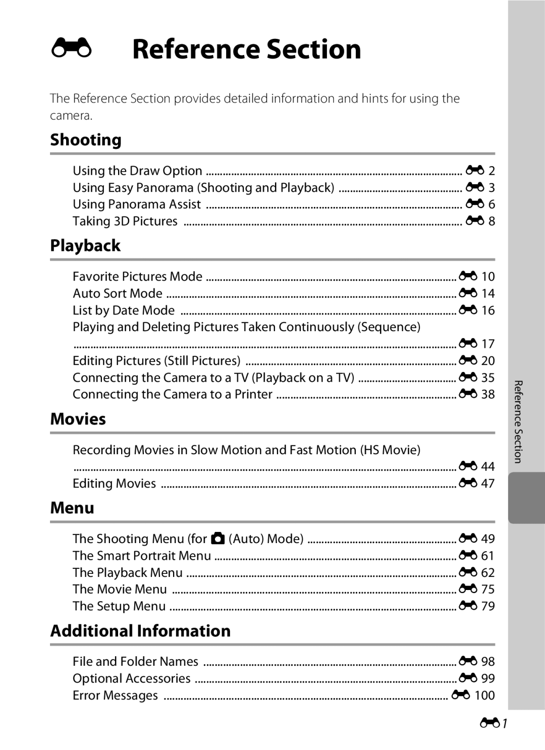 Nikon COOLPIXS100RED, COOLPIXS100PURPLE manual E14, E16, E20, E35, E38, E47, E49, E61, E62, E75, E79, E98, E99, E100 