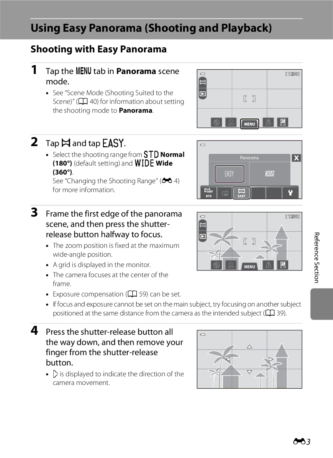 Nikon COOLPIXS100BLK, COOLPIXS100PURPLE manual Using Easy Panorama Shooting and Playback, Shooting with Easy Panorama 