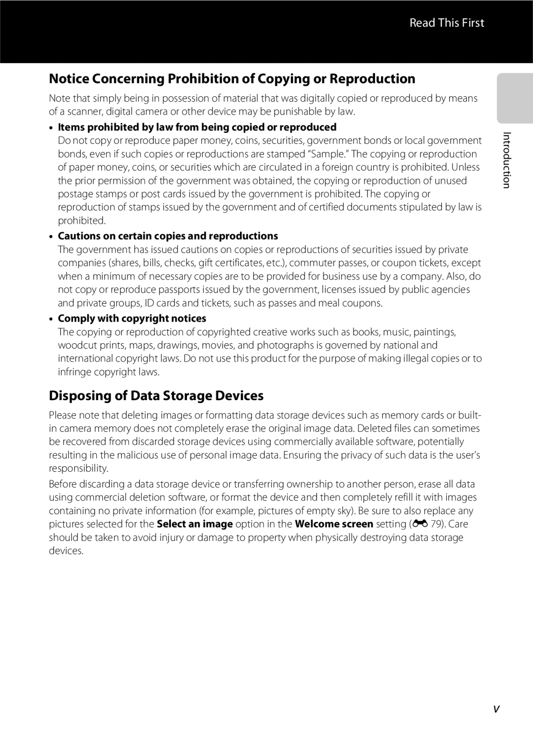 Nikon COOLPIXS100BLK manual Disposing of Data Storage Devices, Items prohibited by law from being copied or reproduced 