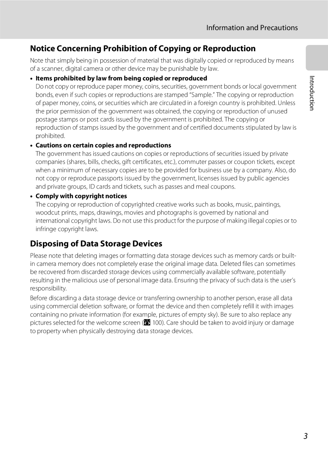 Nikon COOLPIXS210P, COOLPIXS210CB manual Disposing of Data Storage Devices, Information and Precautions 