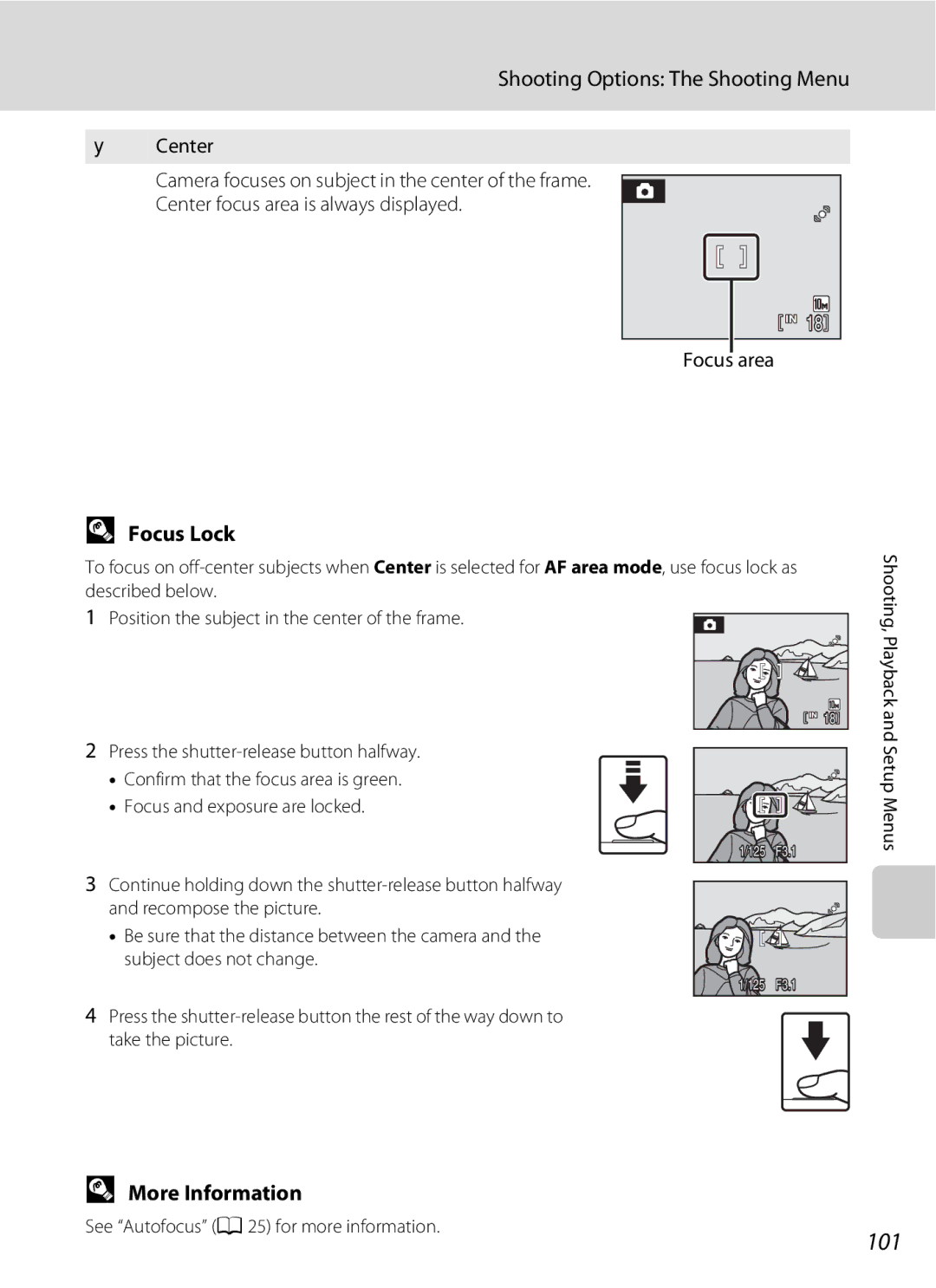 Nikon COOLPIXS220GB, COOLPIXS220P, COOLPIXS220CB user manual 101, Focus Lock 