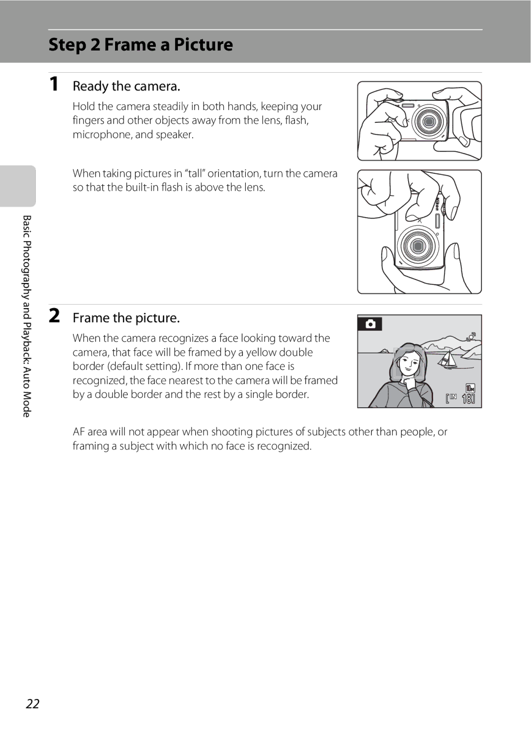 Nikon COOLPIXS220CB, COOLPIXS220P, COOLPIXS220GB user manual Frame a Picture, Ready the camera, Frame the picture 