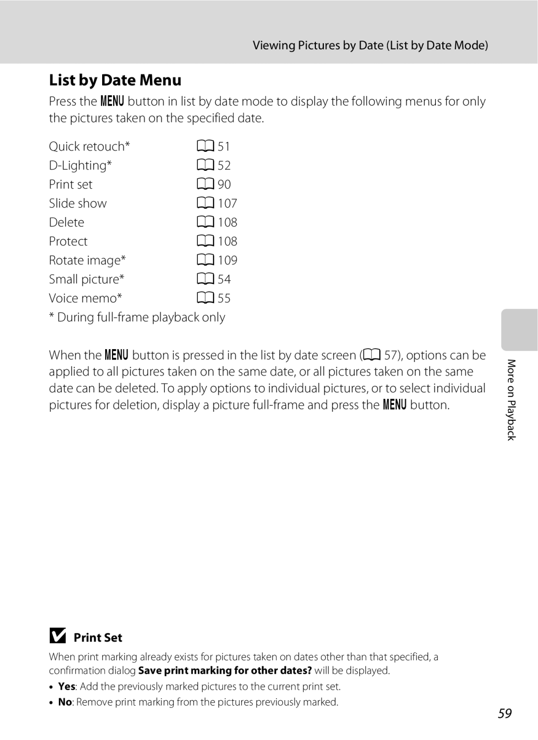 Nikon COOLPIXS220GB, COOLPIXS220P, COOLPIXS220CB user manual List by Date Menu, Print Set 