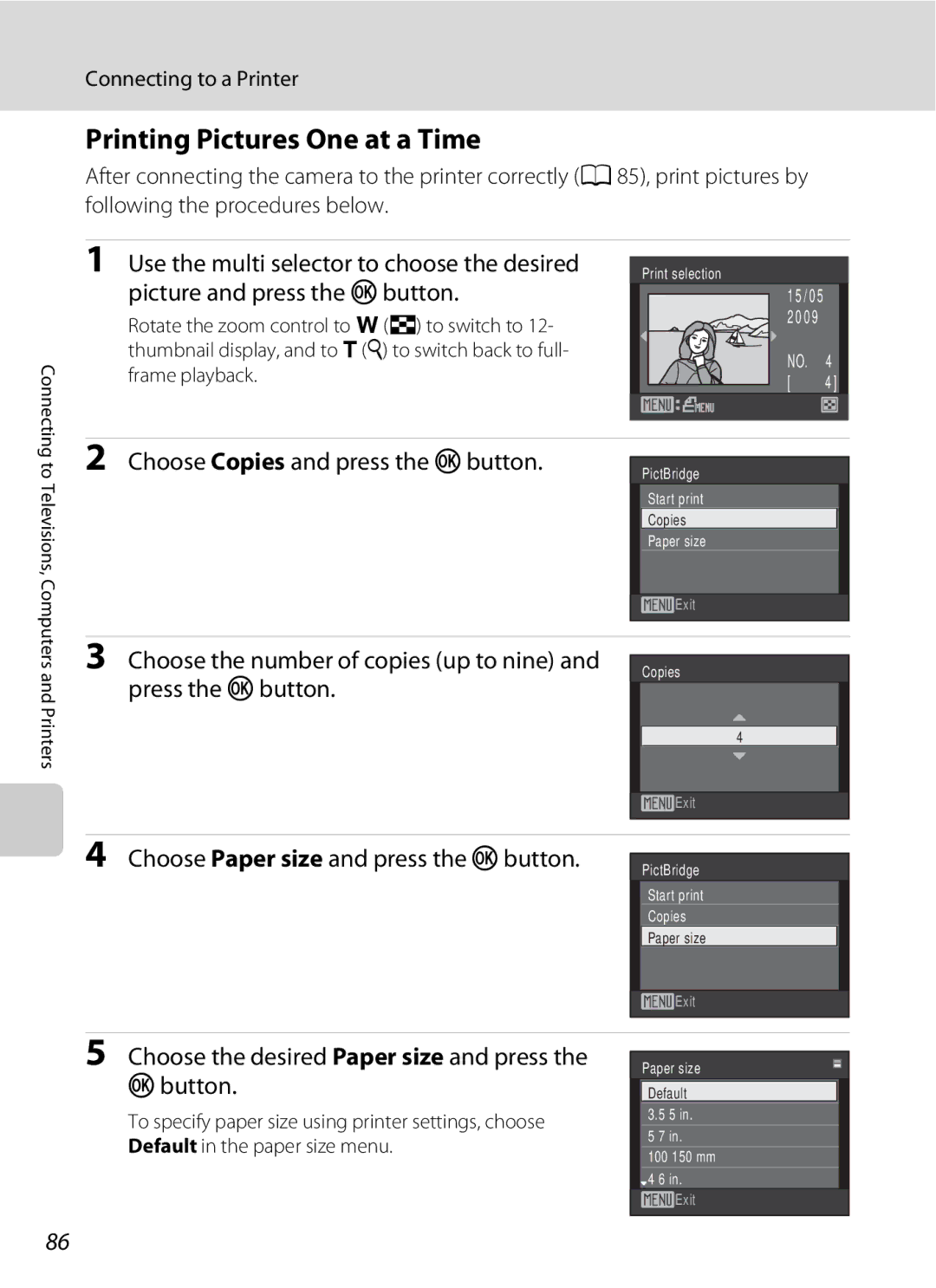 Nikon COOLPIXS220GB, COOLPIXS220P, COOLPIXS220CB user manual Printing Pictures One at a Time 