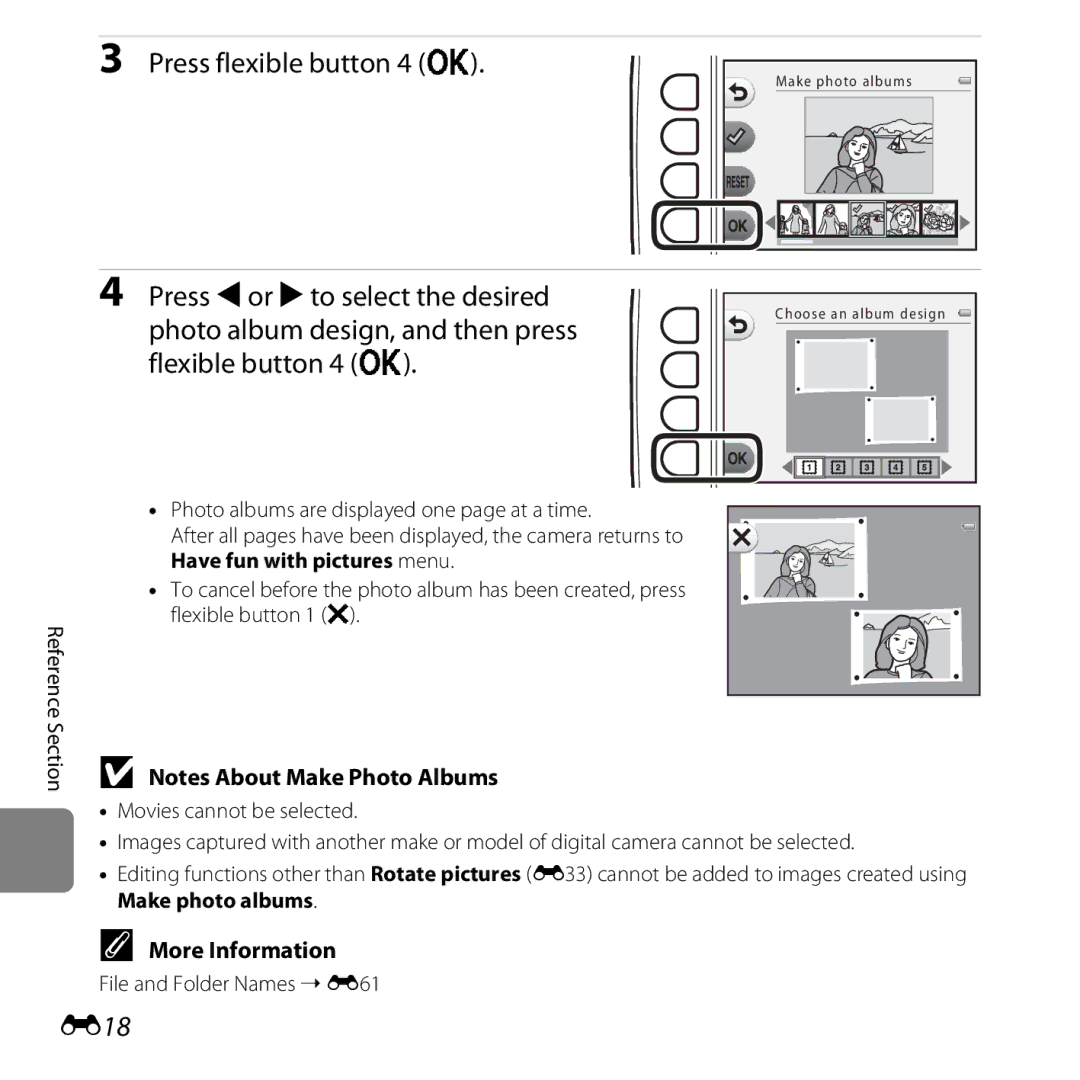 Nikon COOLPIXS31BLUE, COOLPIXS31YEL, COOLPIXS31WHT, COOLPIXS31PNK, S31 White manual Press flexible button 4 O, E18 