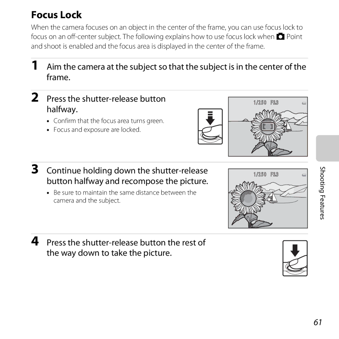 Nikon COOLPIXS31PNK, COOLPIXS31YEL, COOLPIXS31WHT, COOLPIXS31BLUE, S31 White manual Focus Lock 