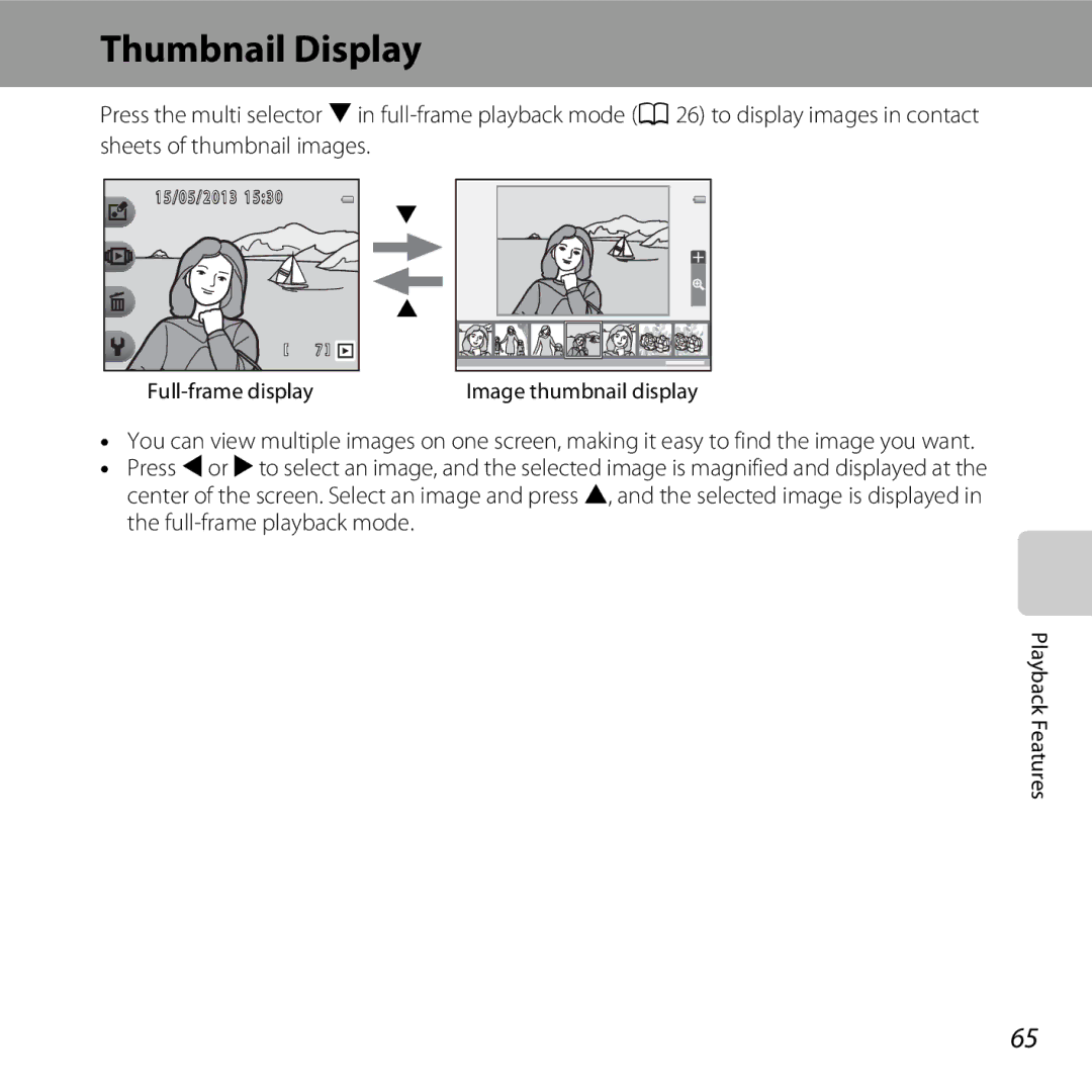 Nikon COOLPIXS31WHT, COOLPIXS31YEL, COOLPIXS31BLUE, COOLPIXS31PNK, S31 White manual Thumbnail Display 