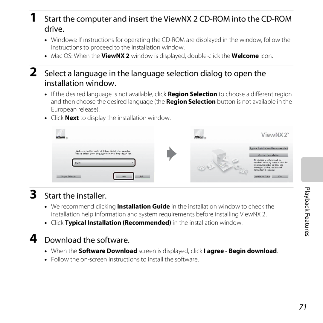 Nikon COOLPIXS31WHT, COOLPIXS31YEL, COOLPIXS31BLUE, COOLPIXS31PNK, S31 White manual Start the installer, Download the software 