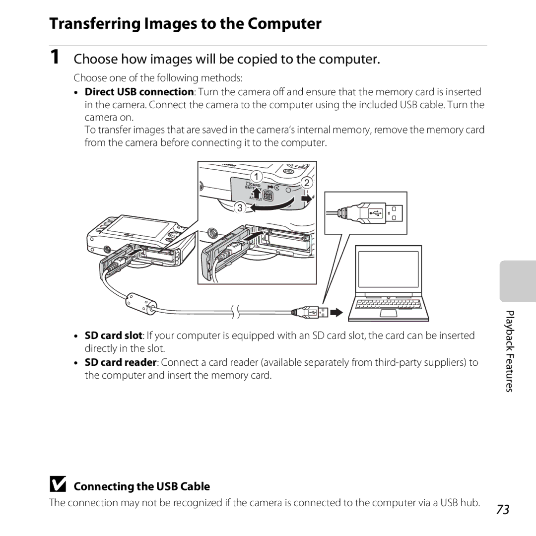 Nikon COOLPIXS31PNK, COOLPIXS31YEL Transferring Images to the Computer, Choose how images will be copied to the computer 