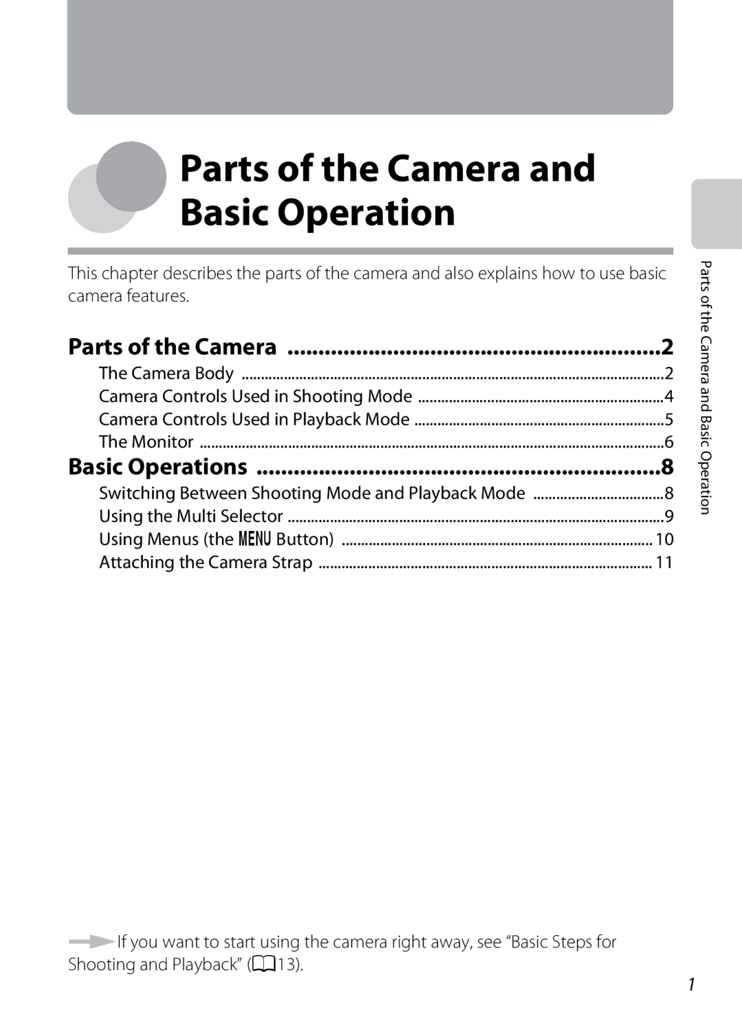 Nikon COOLPIXS3300RED, COOLPIXS3300BLK, COOLPIXS3300SIL, coolpix s3300 manual Parts of the Camera, Basic Operations 