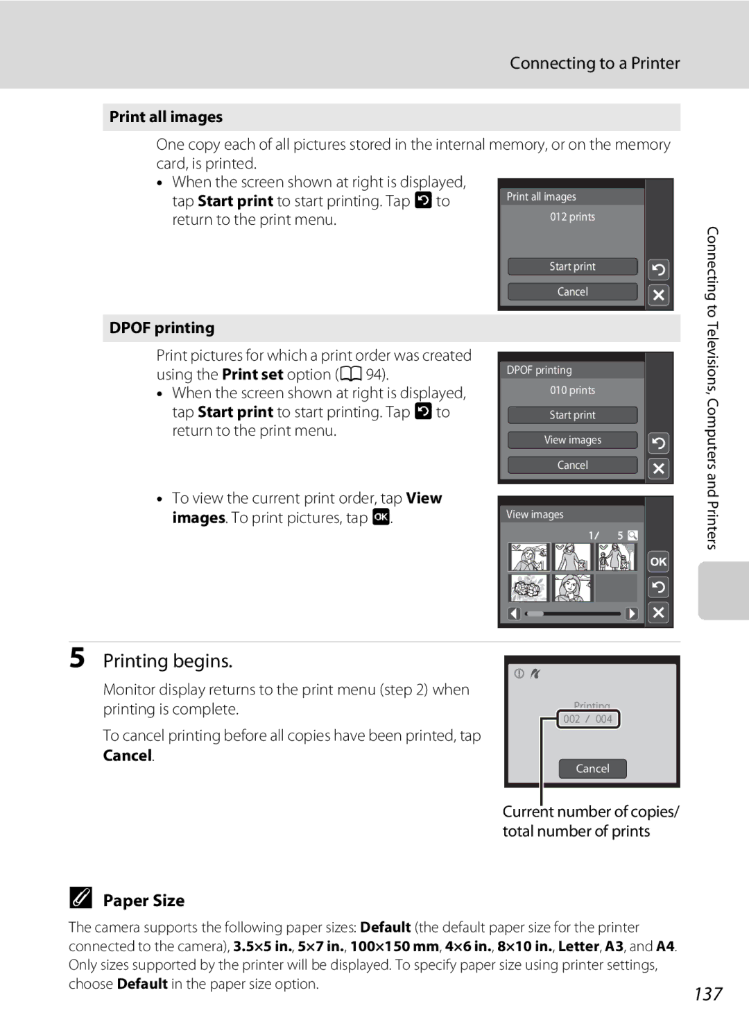 Nikon coolpix, COOLPIXS4000PLUM, COOLPIXS4000MDKIT, COOLPIXS4000CS, s4000 user manual 137, Paper Size 