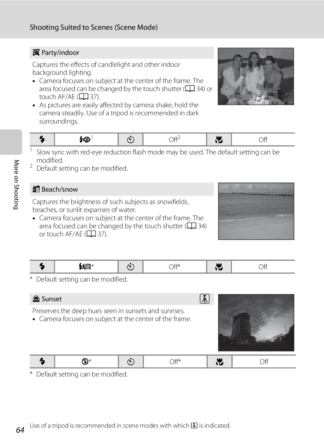 Nikon COOLPIXS4000MDKIT, COOLPIXS4000PLUM, COOLPIXS4000CS, s4000, coolpix user manual Shooting Suited to Scenes Scene Mode 