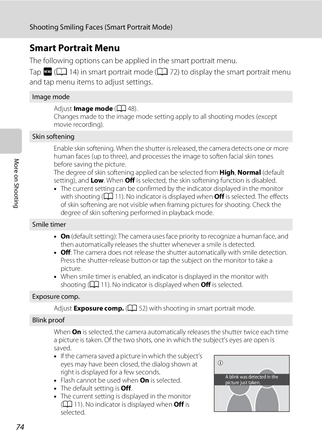 Nikon COOLPIXS4000MDKIT, COOLPIXS4000PLUM, COOLPIXS4000CS, s4000 Smart Portrait Menu, Before saving the picture, Smile timer 